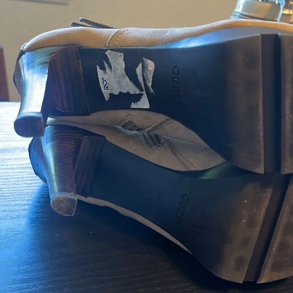 Guess Stylish Tan and Brown High Heel Ankle Boots - Picture 6 of 7